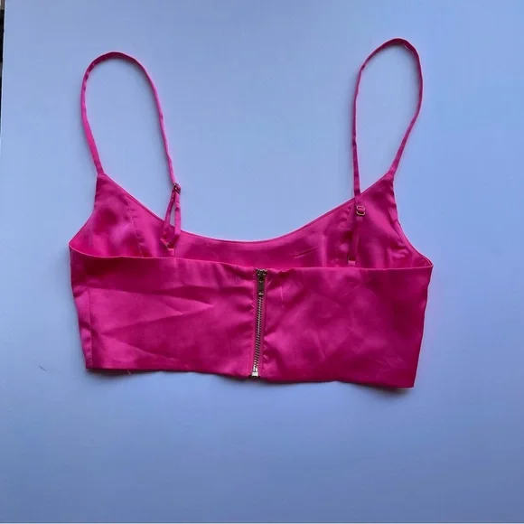 Oh Polly Sleek Satin Crop Top Bra Fairycore Glam Hot Pink size 2 US - Picture 4 of 7